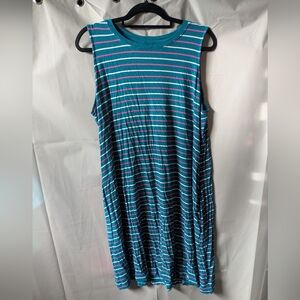 Time and Tru Teal and Pink Striped Midi Dress